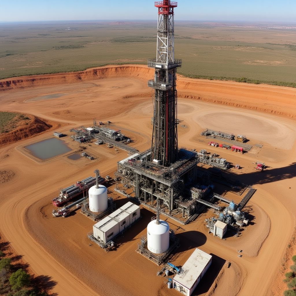 Plataforma de extracción de petróleo en Vaca Muerta